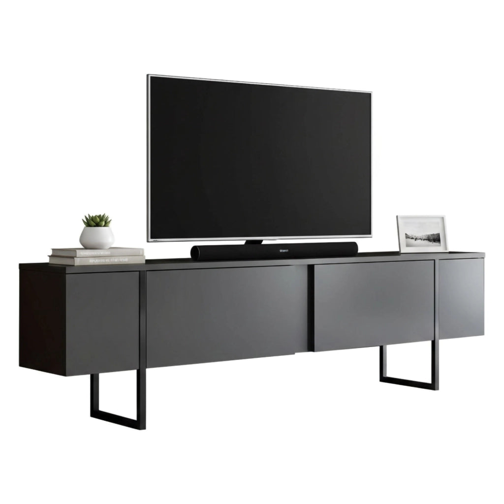 Abishia, Mobile Porta tv Cassetti, 180x30x50h cm Nero Antracite