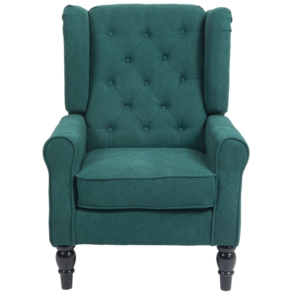 Poltrona capitonnata con braccioli e gambe in legno ¨C zephmum ¨C verde 74x86x102 cm