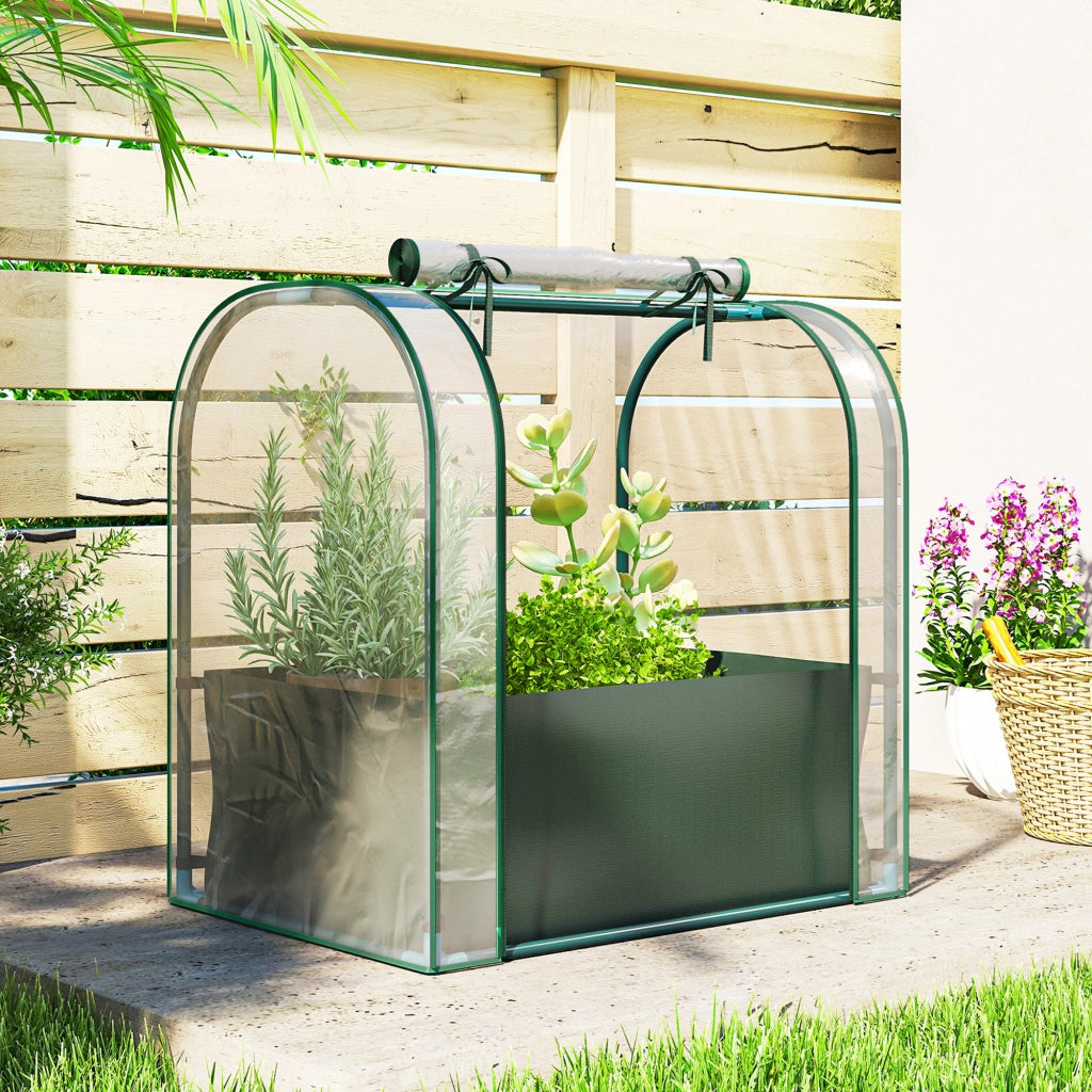 Mini Serra con Borsa per Coltivazione e Porta Avvolgibile, 68x50x70 cm, Verde Scuro