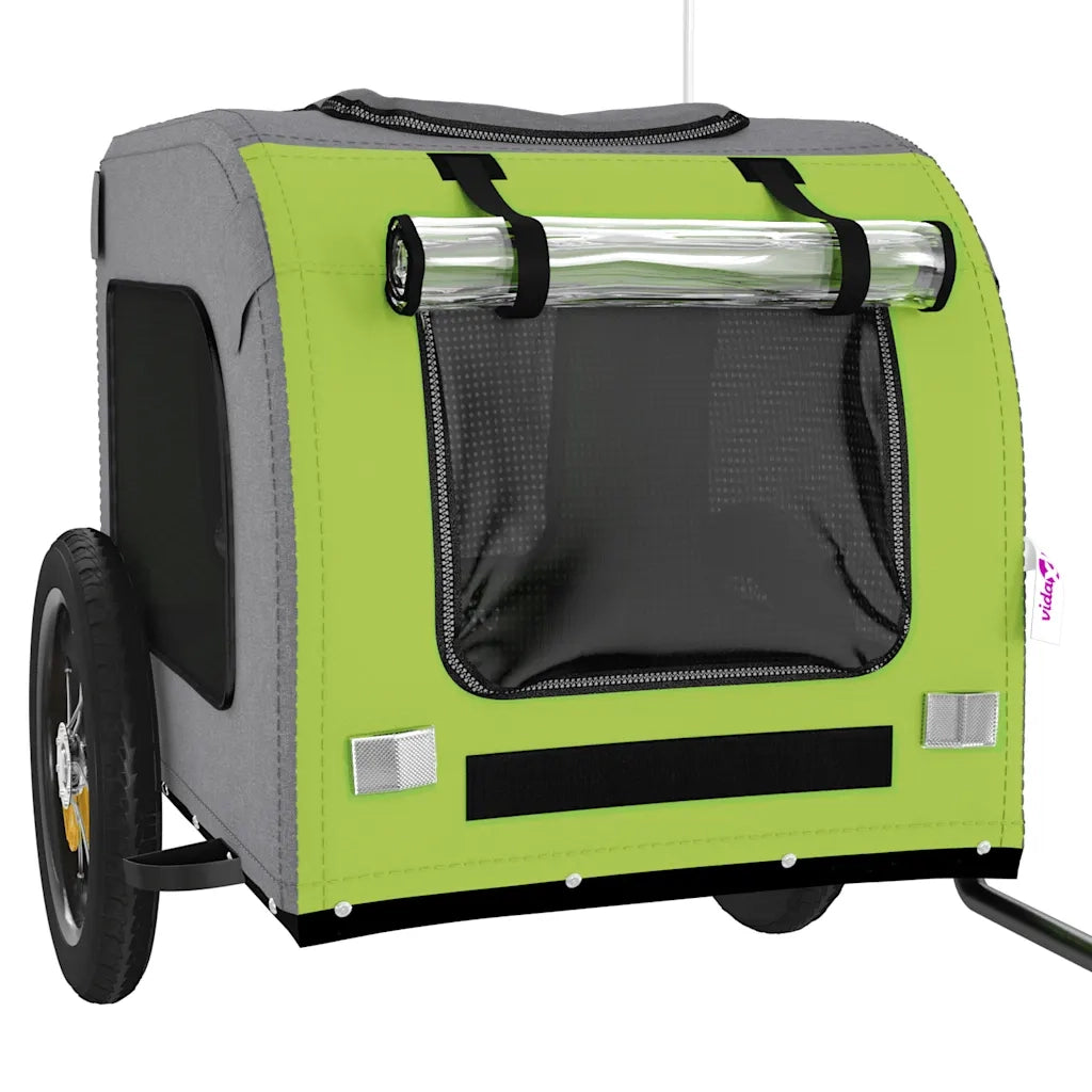 Rimorchio da Bici per Animali Verde e Grigio Oxford e Ferro CFW9698663