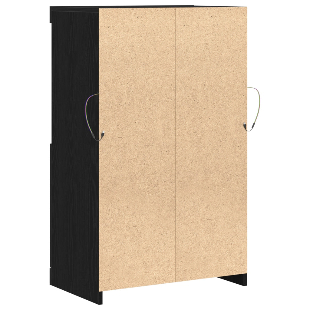 Sideboard con luci LED Rovere Nero 60x37x100 cm