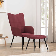 vidaXL Sedia Relax con Sgabello Rosso Vino in Tessuto