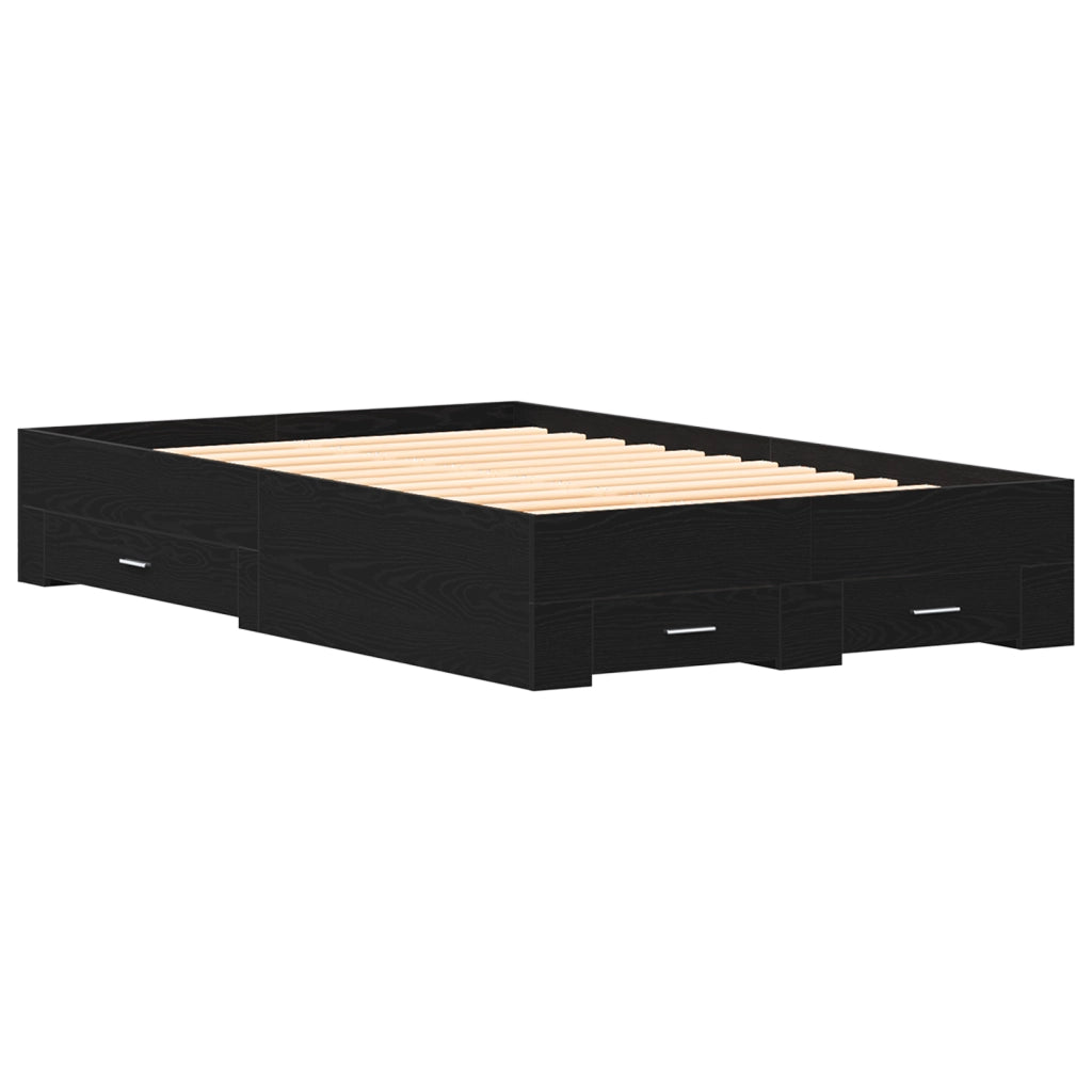 Struttura Letto  con Cassetti Nero Rovere 120x190 cm Legno Ingegnerizzato