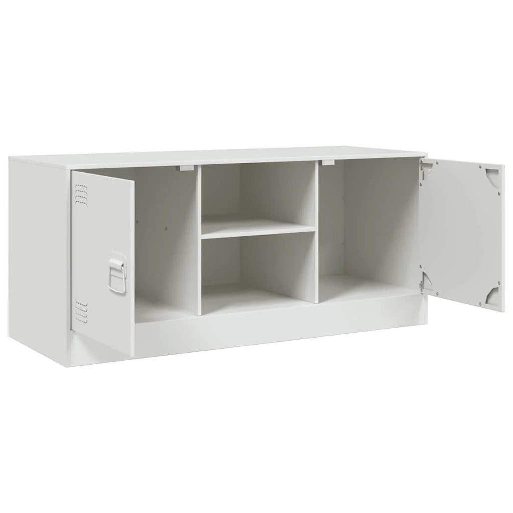 Mobile TV multimediale mensola TV credenza TV sala da pranzo soggiorno camera da letto 99 x 39 x 44 cm acciaio bianco 02_0026366