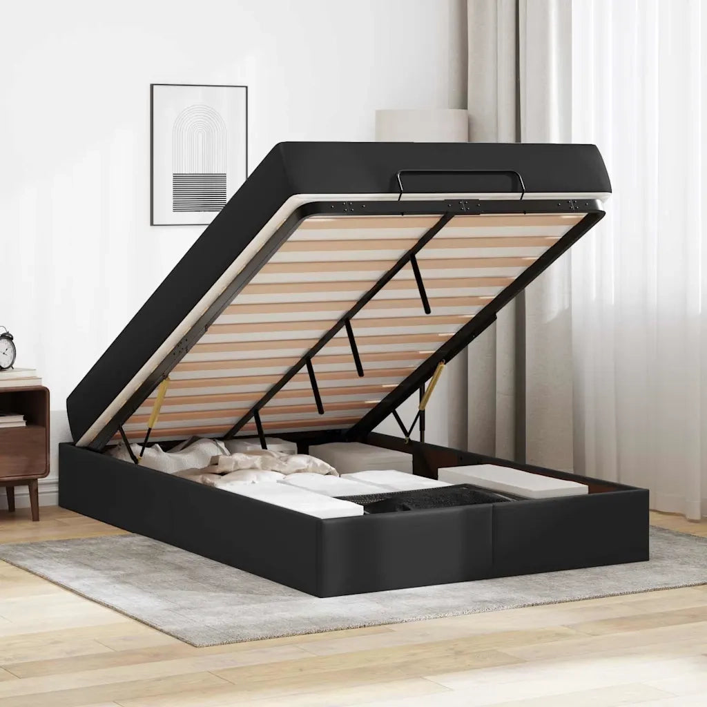 vidaXL Struttura letto con materasso Nero 120 x 200 cm Pelle sintetica