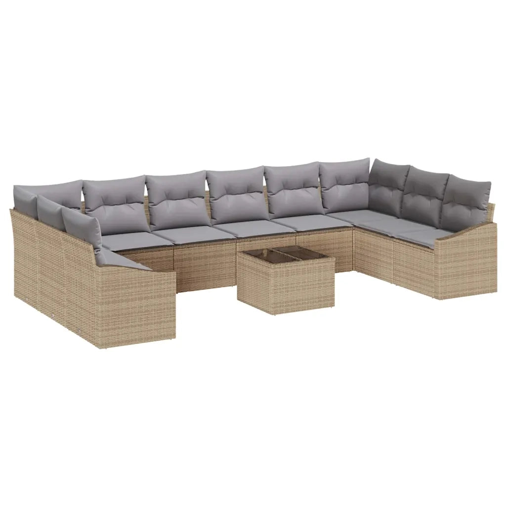 Set di divani con cuscino 11 pcs Beige polyrattan 3346910
