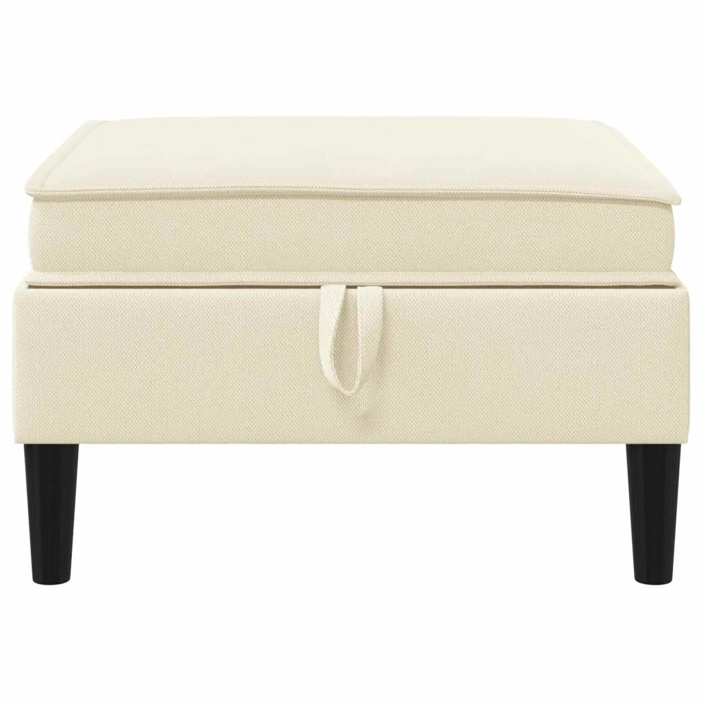 Pouf con Storage Crema Velluto