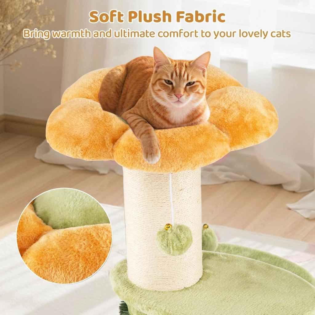 Tiragraffi, altezza 69 cm, spessore 13 cm, albero per gatti con colonna tiragraffi, dispositivo per la cura di sé, palla da appendere e piattaforma imbottita, albero per gatti stabile, albero da