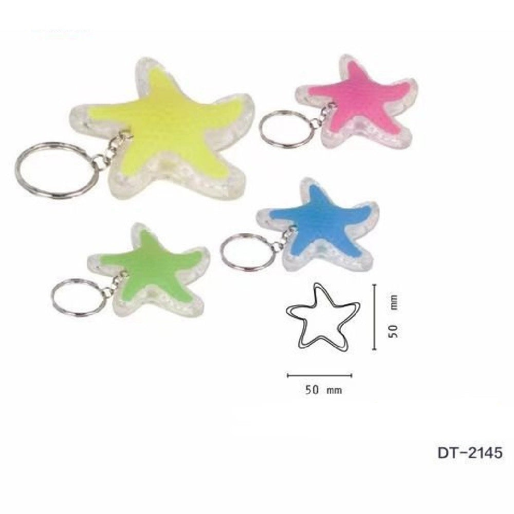 Trade Shop - Set 4 Pezzi Mini Torcia Led Portachiavi A Forma Di Stella Tascabile 50mm Dt-2145 -