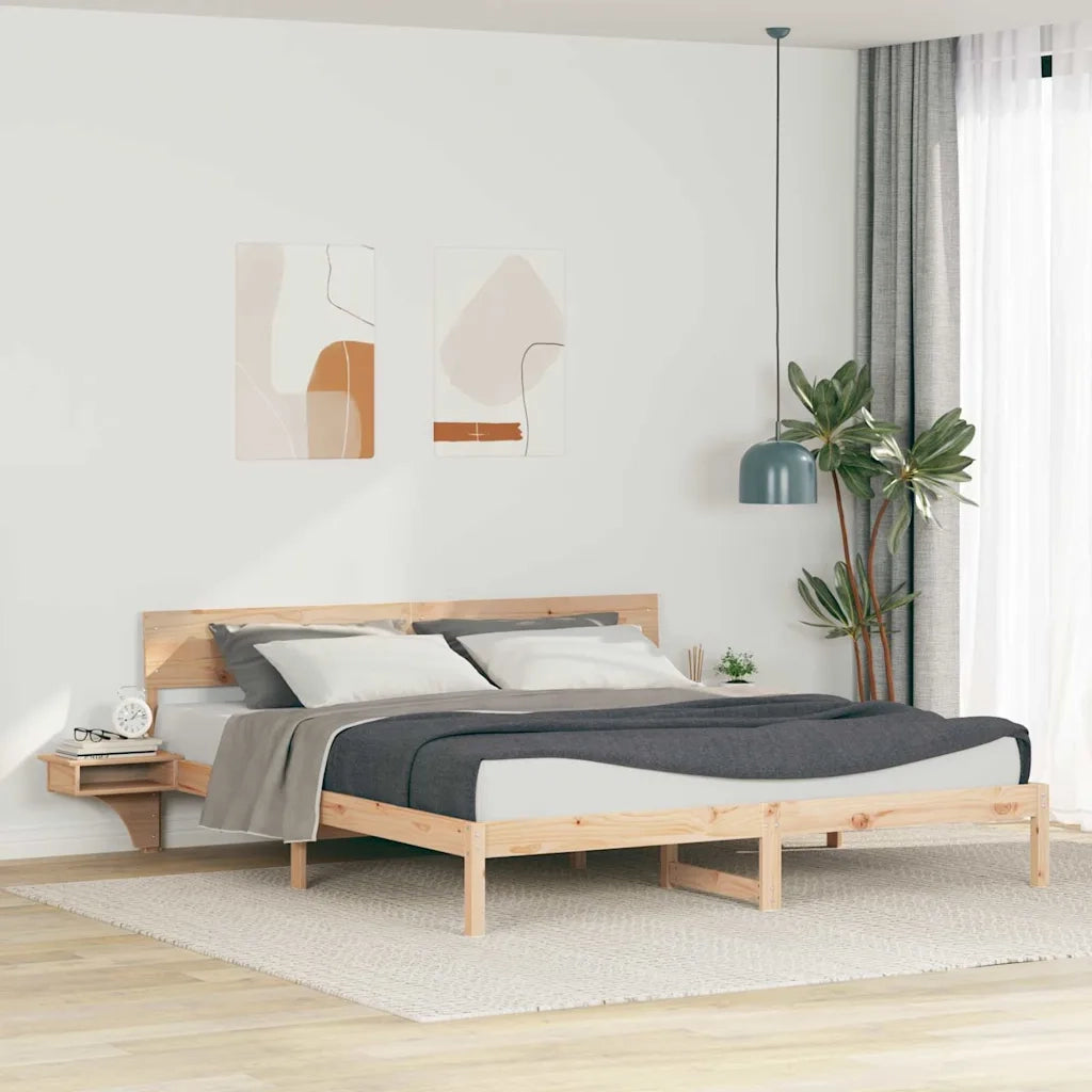 Struttura del letto-Giroletto Marrone 200 x 200 cm Pino massello 463918