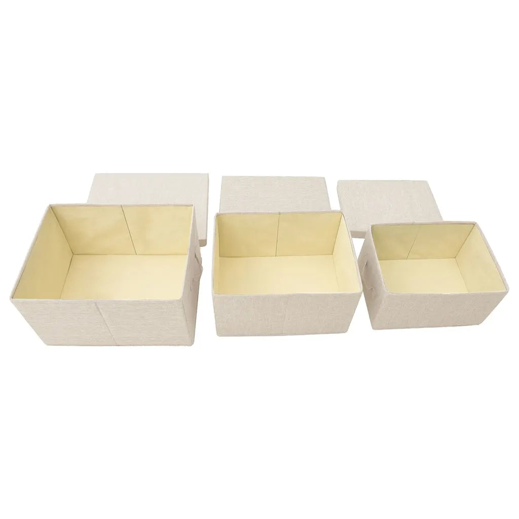 Set Scatole Portaoggetti Impilabili 3 pz in Tessuto Crema cod mxl 47954