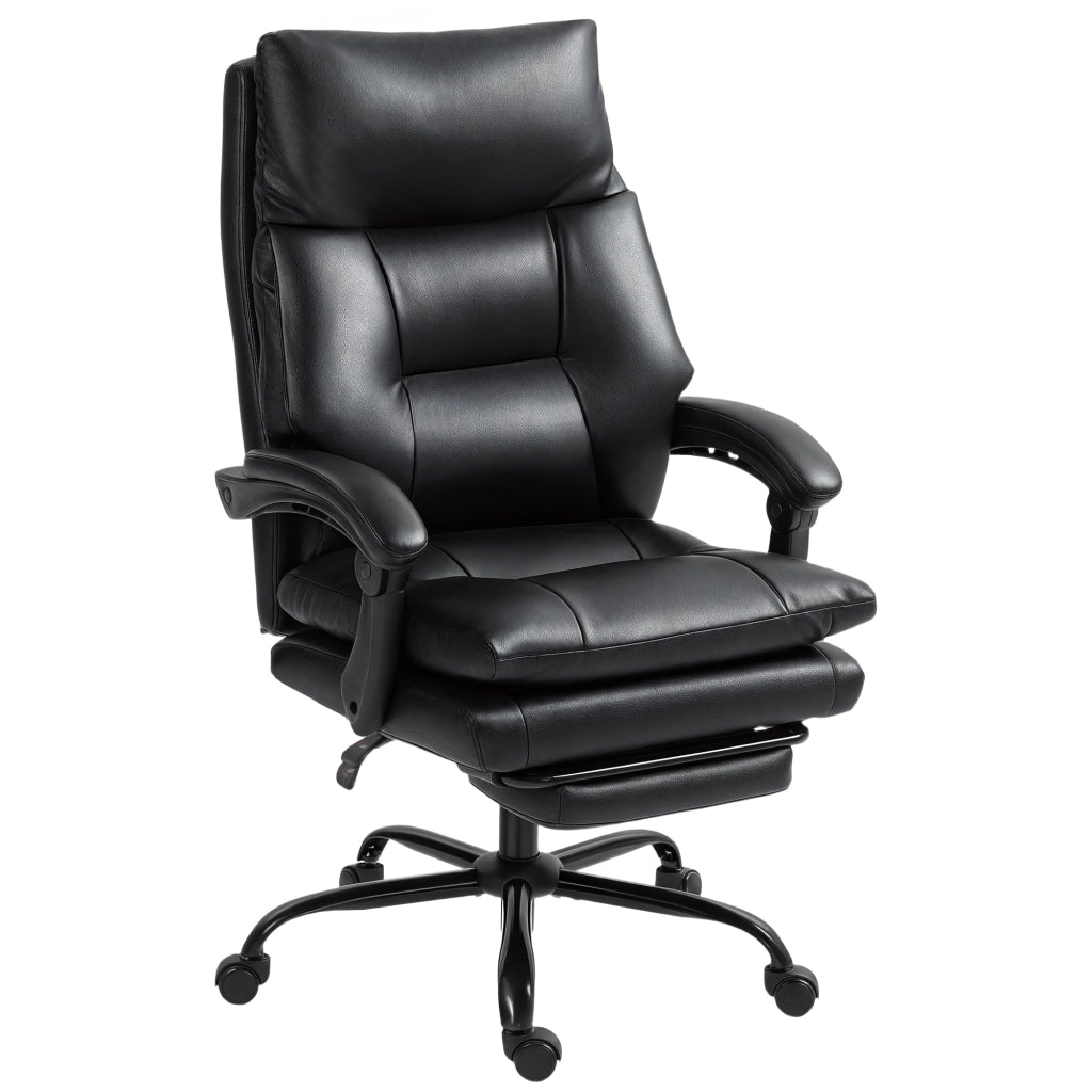 Sedia da Ufficio Presidenziale 65x76x113-121 cm Reclinabile fino a 135° in Pelle PU Nero