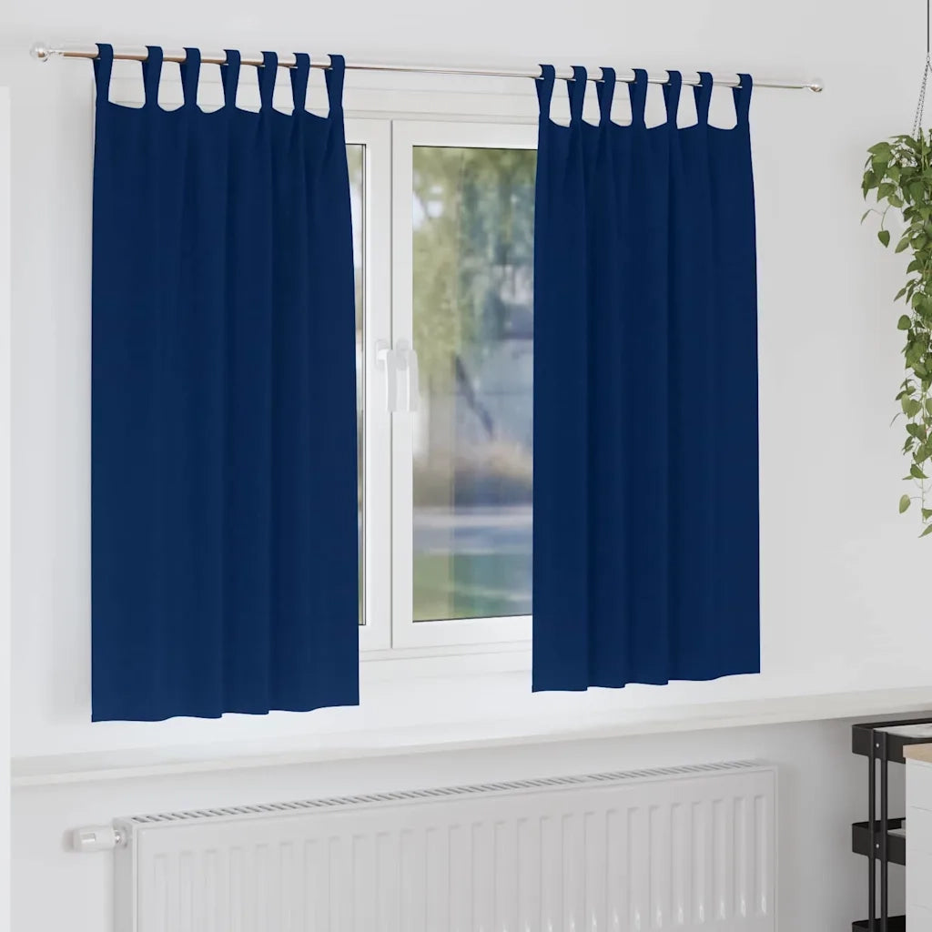 vidaXL Tende con tende 2 pcs Blu scuro Poliestere