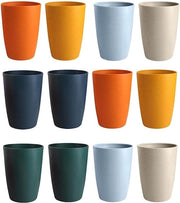 12 Bicchieri in Plastica Riciclabili - 360ml Bicchieri Infrangibili per Bevande - Bicchieri per Acqua Sostenibili per Bambini - Bicchieri per Lavastoviglie per Cucina - Bicchieri per Feste all'Aperto - Picnic - BBQ - Viaggi