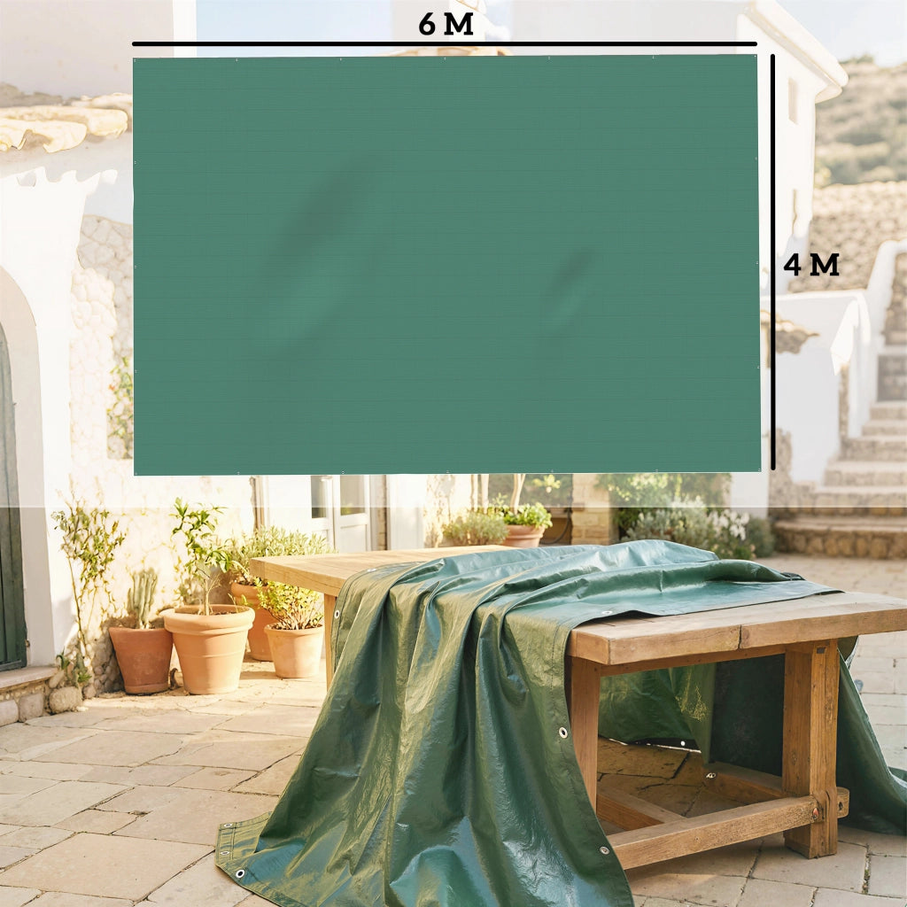 Telo Copri Auto Impermeabile 6 x 4 m in PE Resistente agli Strappi 90 GSM Verde