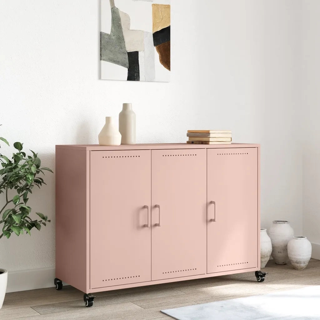 Credenza | Madia | Buffet da pranzo | Armadio da pranzo Rosa 100,5x39x72 cm in Acciaio