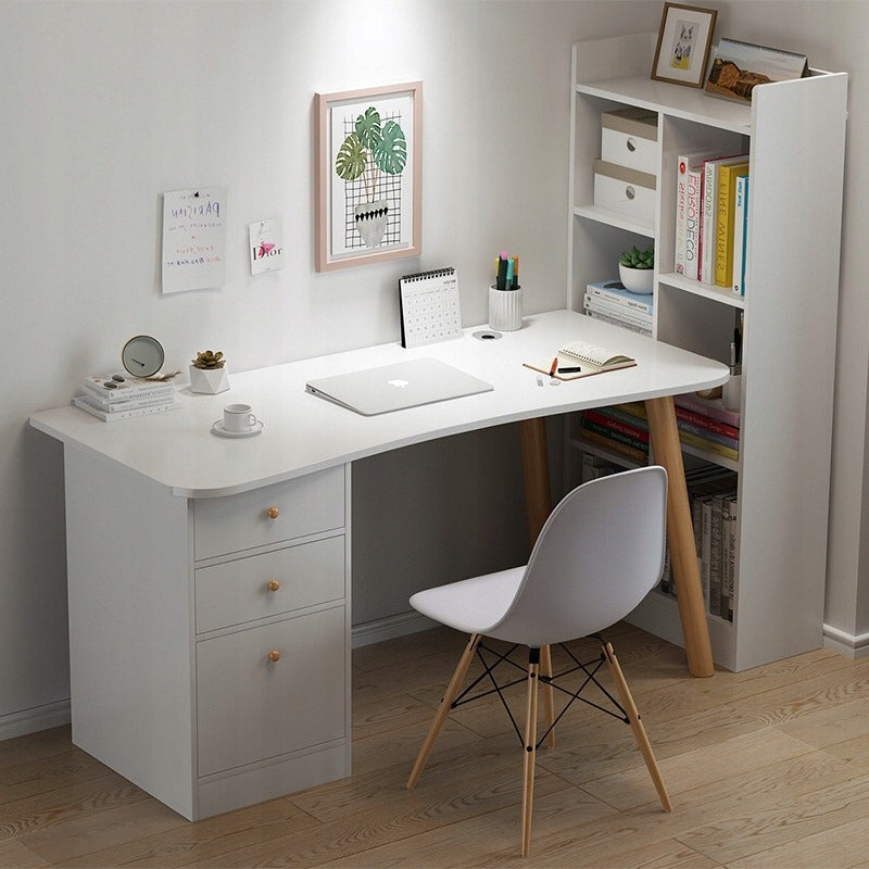Scrivania per computer da casa ufficio cassetti bianchi tavolino 100 cm scaffale loft