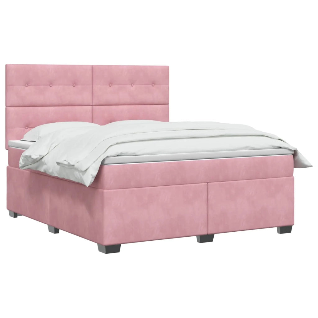 Letto box spring con materasso Rosa 140 x 200 cm Velluto 3453661