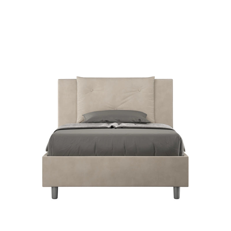 Letto imbottito Piazza e mezzo 110x200 cm Appia - Con rete,Microfibra,Sabbia