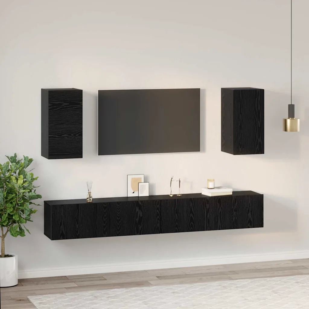 Mobile TV da Parete 3 pcs 100 x 30 x 30 cm Rovere Nero 3393346