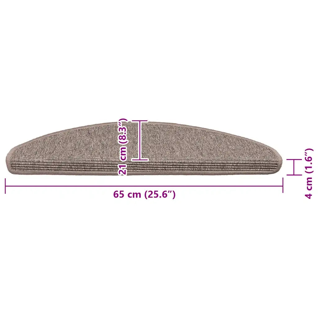 Tappetini per scale 15 pz | Gradini per Scale 65x21x4 cm Beige scuro Semicircolari Grandi