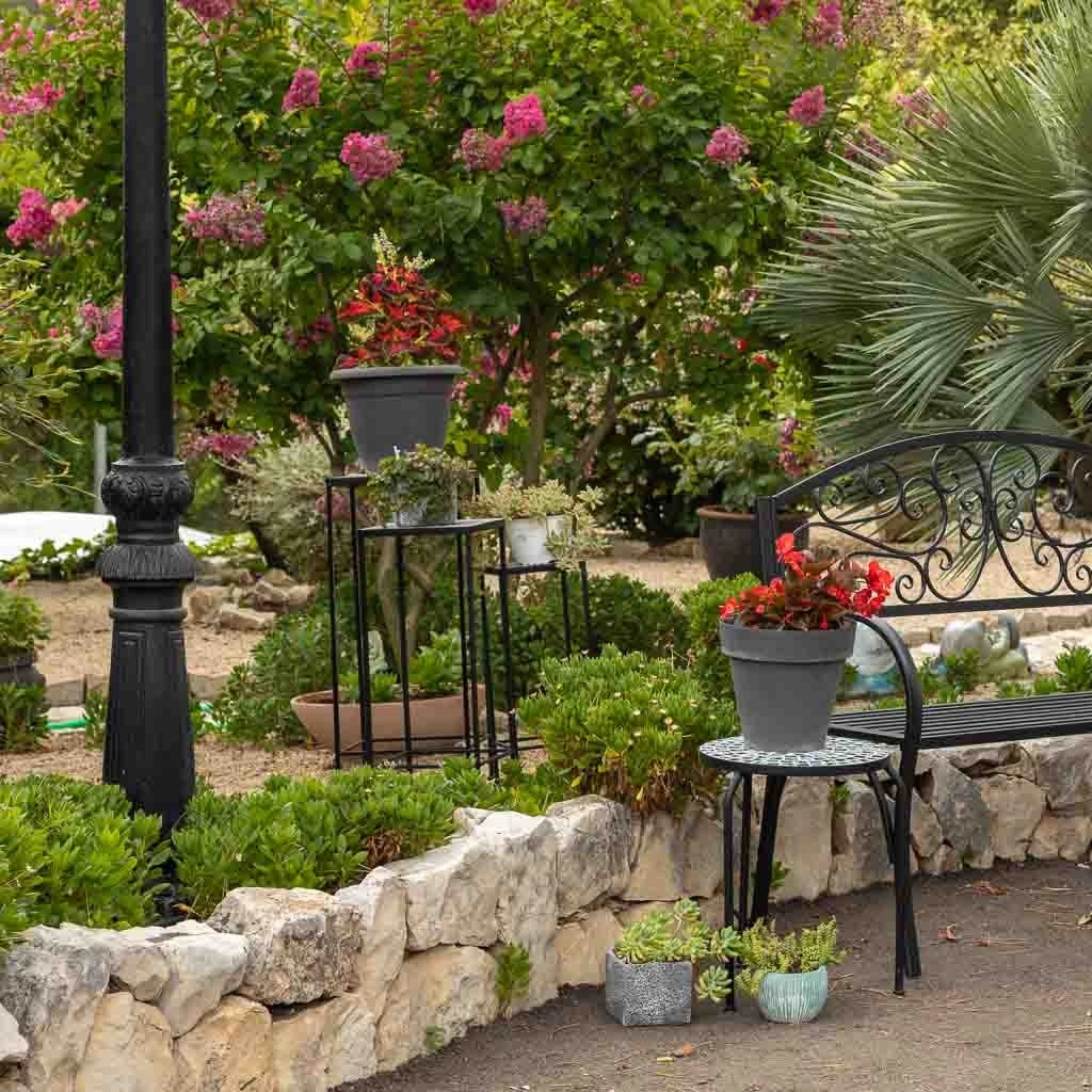 Set di 3 supporti per vasi da fiori in metallo nero