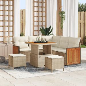 Set divano da giardino 8 pezzi con cuscini in rattan beige