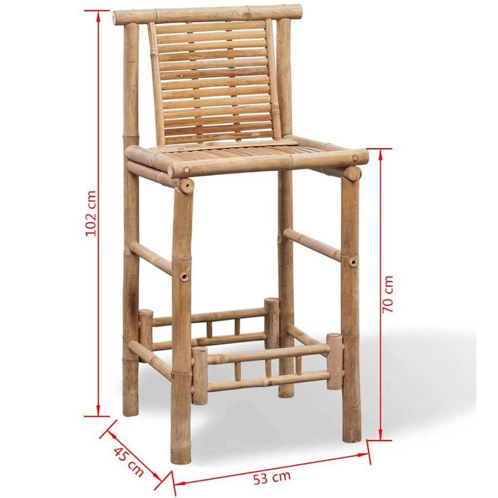 Bar Stools, 2 Pieces, Bamboo