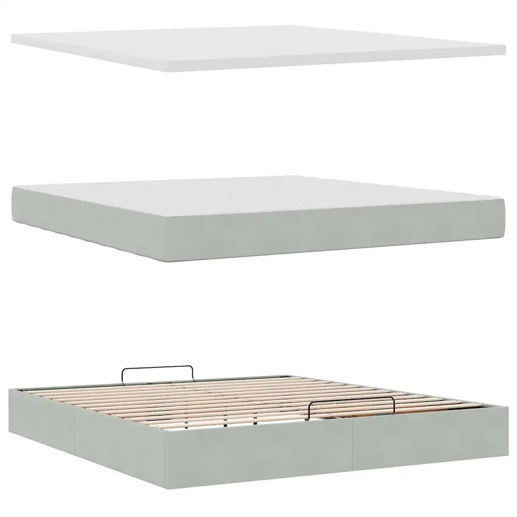 Struttura Letto Pouf con Materasso 180x200 cm in Velluto 3311933