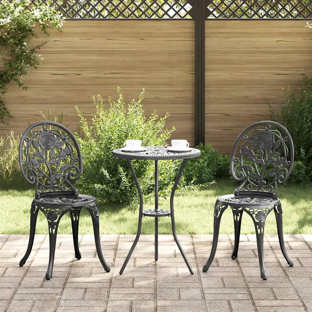 Set Bistro da Giardino 3 pz | Set Salotto da Giardino Nero Alluminio