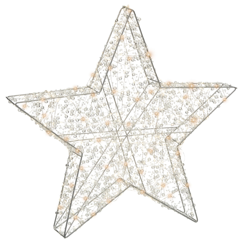 Decorazione natalizia da esterno a LED Stella 50 cm Decorazione natalizia da giardino Illuminata Argento