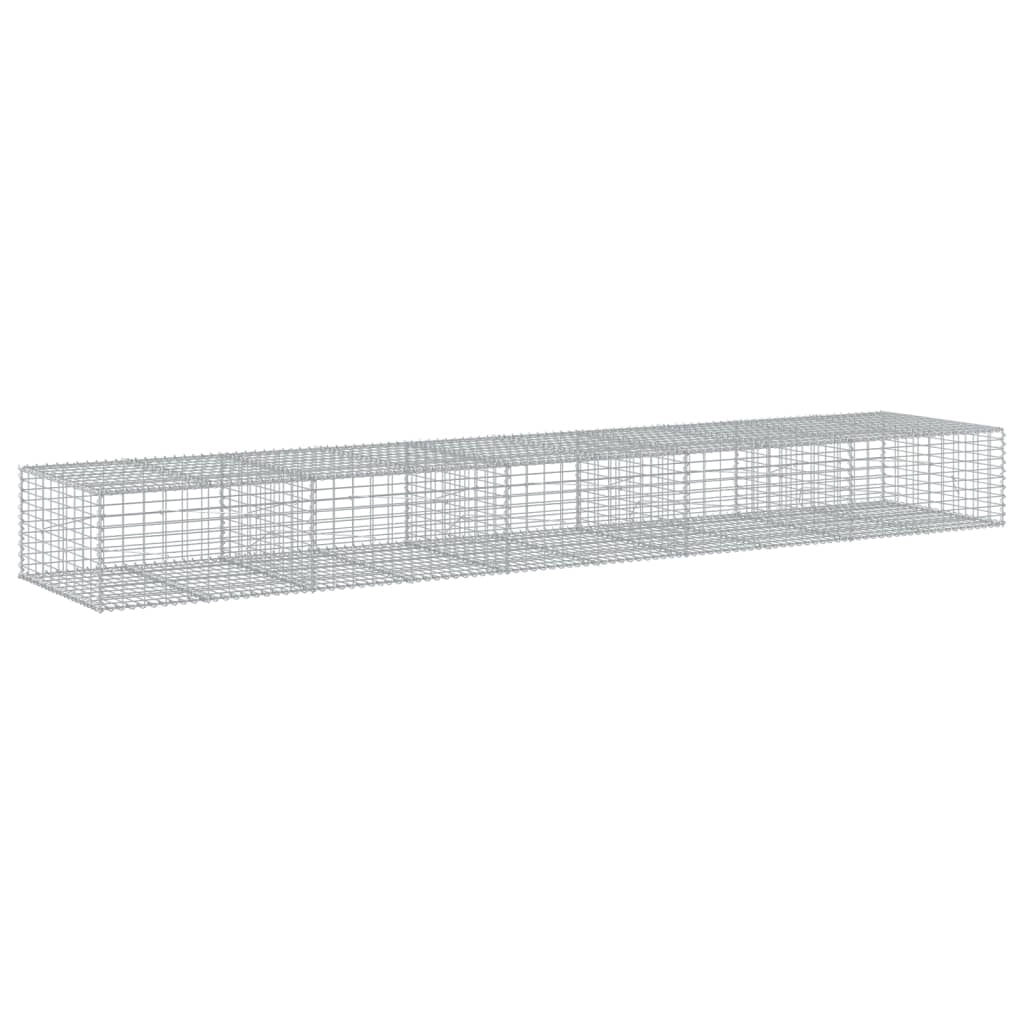 Gabbione recinto a gabbia muro di contenimento con coperchio 500 x 100 x 50 cm ferro zincato argento 02_0040172