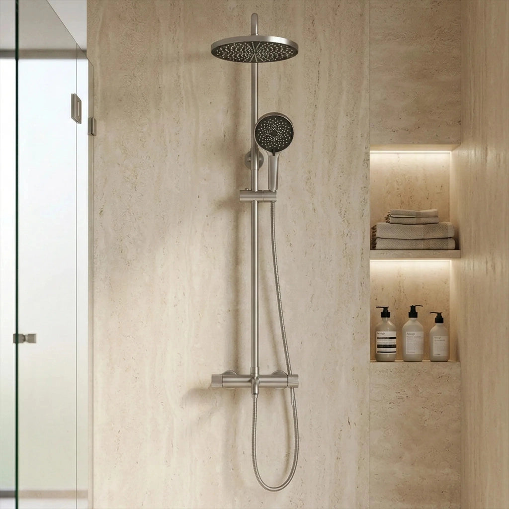 Set Doccia Rea Lungo Stripe Brush Nickel