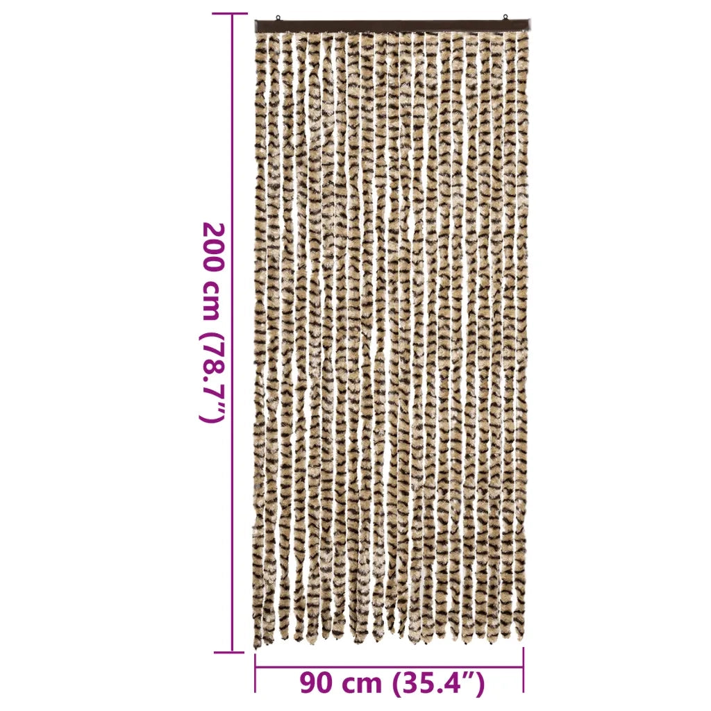 Tenda Antimosche Beige e Marrone 90x200 cm in Ciniglia CFW8313535