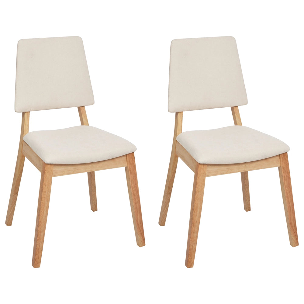 Set di 2 sedie da pranzo imbottite con schienale e seduta imbottiti in legno scuro e beige chiaro elegante e chic