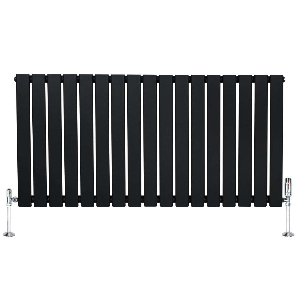 Radiatore Orizzontale 600 x 1190 mm con Valvole TRV Nero