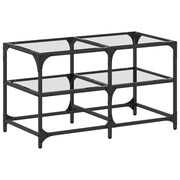 2 pz Tavolini da salotto | Tavolino da caff¨¨ | Tavolino da Soggiorno con Piano Vetro Trasparente 78,5x40x45 cm Acciaio