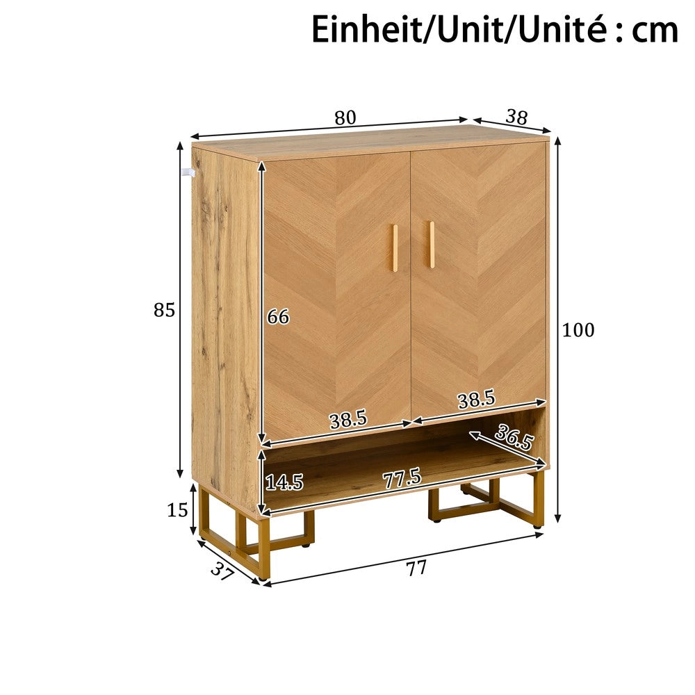 Scarpiera Slim 2 Ante ¨C MINIMAL ¨C Legno con Cornice Metallo Dorato