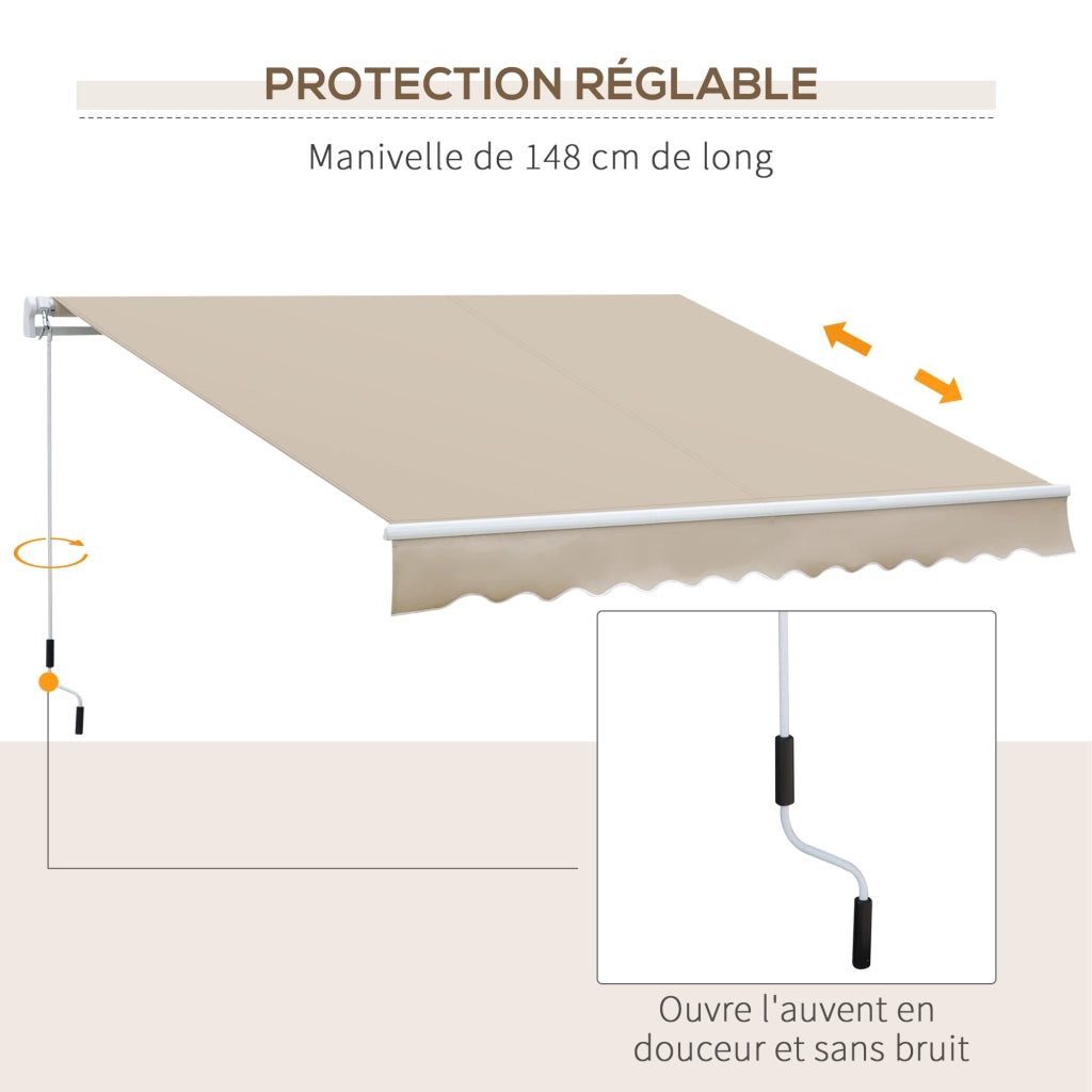Tenda da sole retrattile angolare regolabile ¨C Zephmum ¨C Beige 3.5x2.5m in alluminio e poliestere