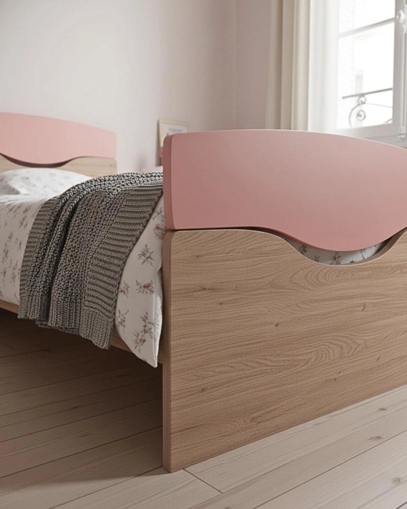 Letto Smile con fascioni e pediera - Letto singolo 87 x 197 - Struttura Virginia e rosa - Rete e materasso esclusi_