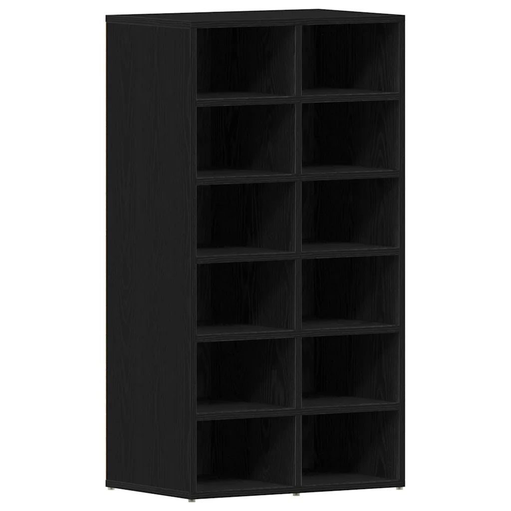Scarpiera-Scaffale per scarpe Rovere Nero 54x34x100,5 cm in Legno Multistrato