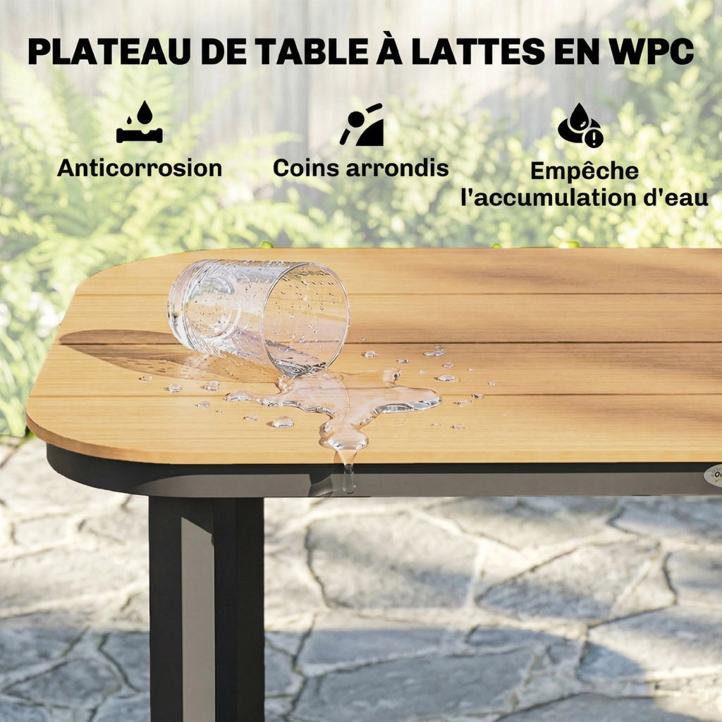 Tavolo da Giardino 6 Posti ¨C zephmum ¨C Naturale WPC 155x88x72