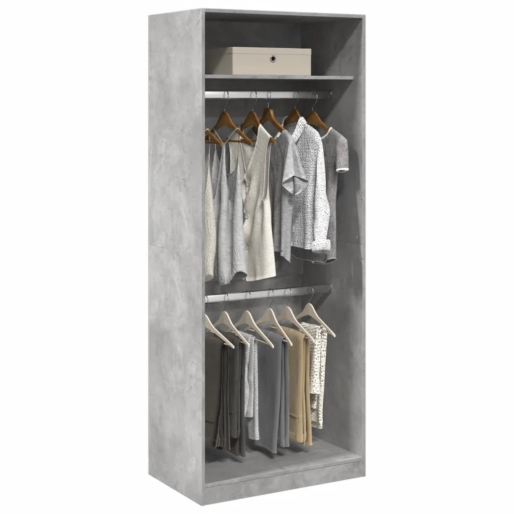 Armadio Grigio Cemento 80x50x200 cm in Legno Multistrato