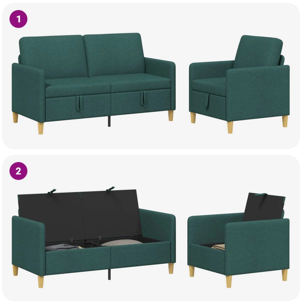 Set di Divani con Storage 2 pcs Verde Scuro Poliestere 3429181