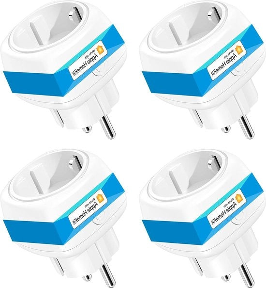 Contatto di corrente mini 4 pezzi compatibile con Apple HomeKit - contatto di corrente Wi-Fi con interruttore e timer - controllo vocale e controllo a distanza tramite app - nessun hub necessario - 10 A