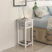 Comodino | Armadio da Notte | Mobiletto da notte con 1 Cassetto Grigio e Bianco