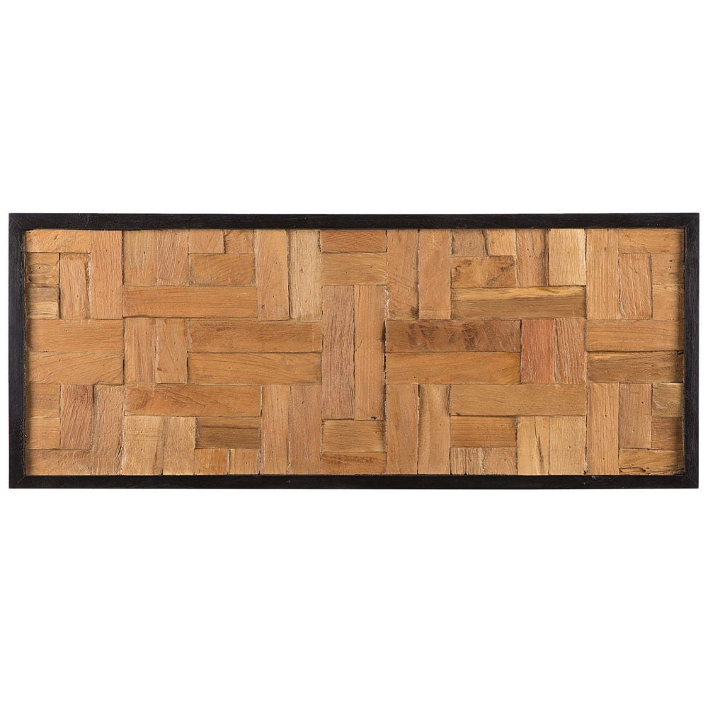 Decorazione da parete in legno chiaro teak 40 x 100 cm rettangolare rustico