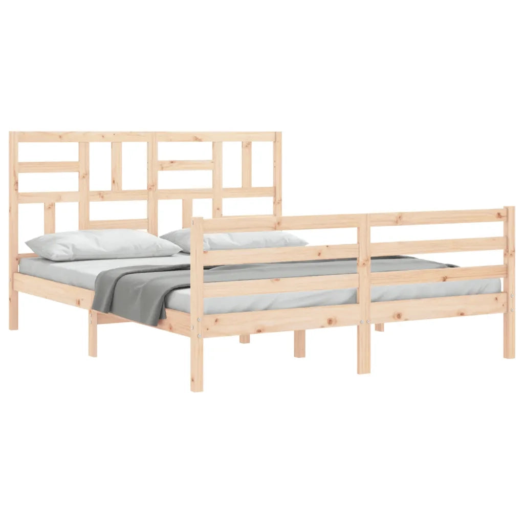 Giroletto con Testiera-Struttura Letto con testiera 160x200 cm in Legno Massello 934686