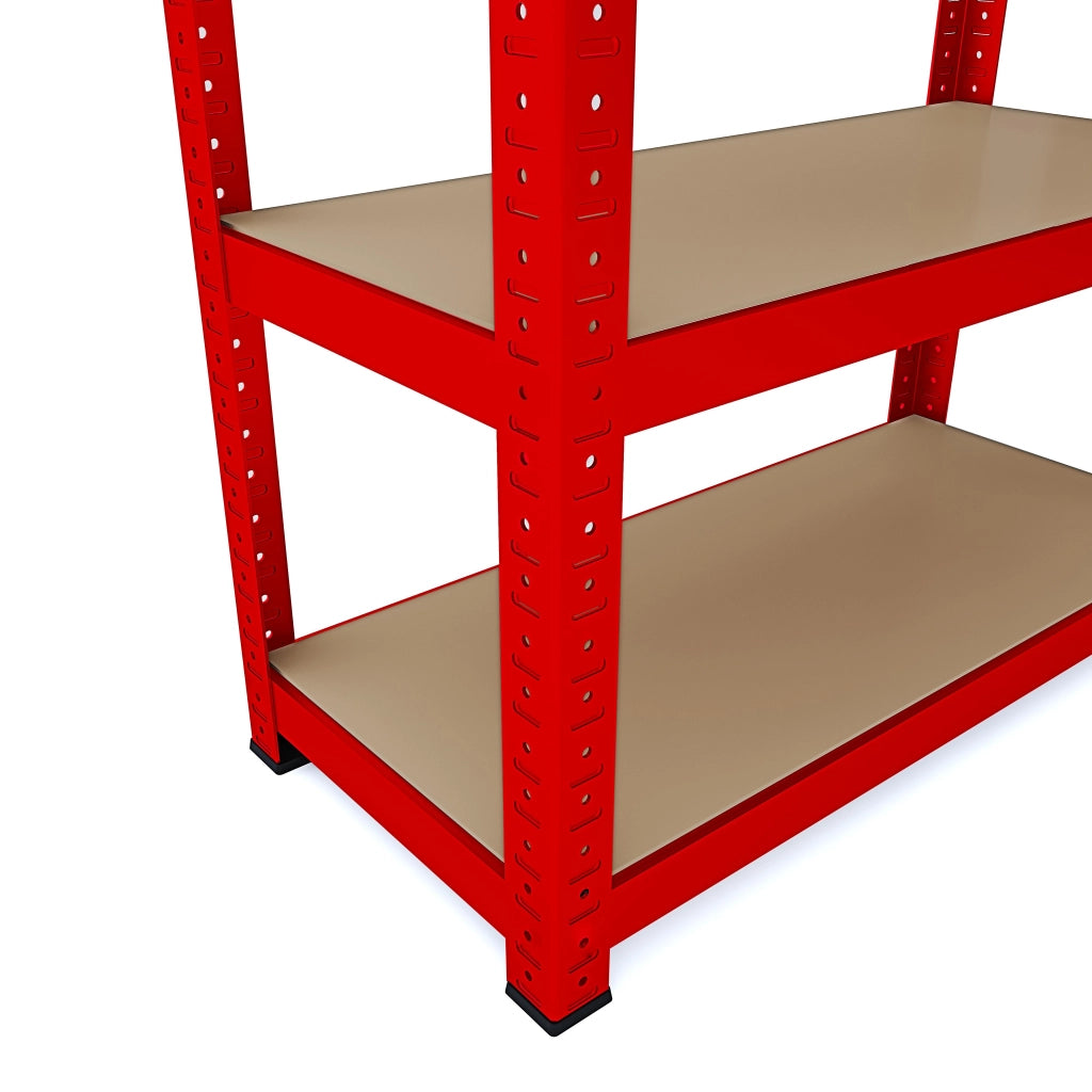 Scaffale In Metallo E MDF Ad Alta Portata Fino A 875 Kg Con 5 Ripiani Regolabili Ideale Per Garage Officina Cantina Capannone Magazzino Design Modulare 180 X 90 X 40 Cm Rosso