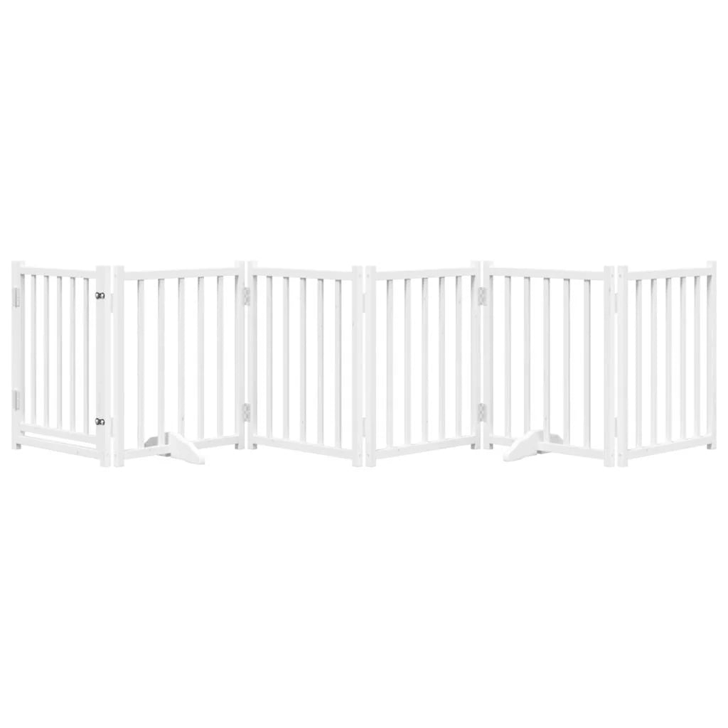 Cancelletto di sicurezza per cani con porta 6 pannelli legno massello di abete bianco 02_0023326